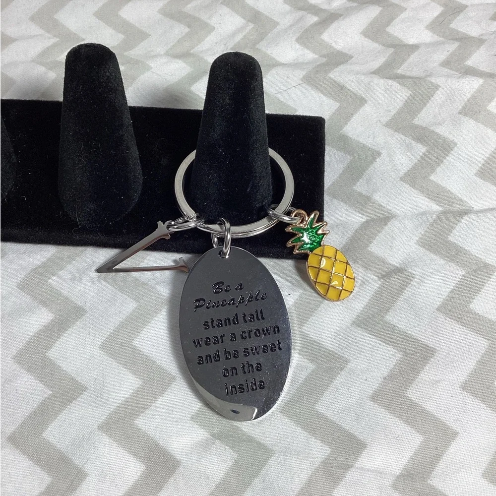 Pineapple Letter V Keychain